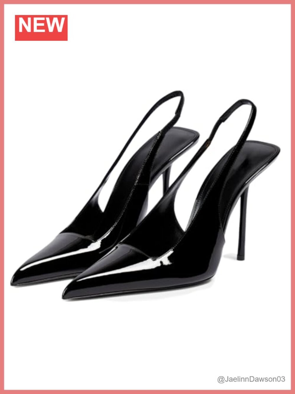 Slingback Heels Women Pointed Toe Stiletto High Heels Patent Leather Slip On